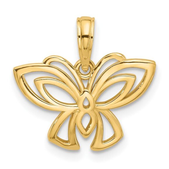 14k Yellow Gold Polished Fancy Butterfly Charm